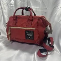 【anello】 2way ミニボストンショルダーバッグ レッド