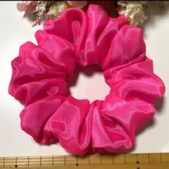 ハンドメイドシュシュ☆パールシフォンピンク