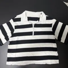 ストライプ 半袖　ポロシャツ M