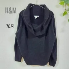 H&M/タートルネック/ビックカラー/ブラック/カウルネック/ニット/XS/黒