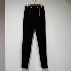 T Alexander wang ブラック スキニーパンツ ジップデザイン