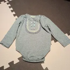 【新品未使用】panpantutuリボン装飾 グレー ロンパース 80