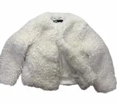 ZARA ザラ フェイクファー　ジャケット ボア　ホワイト　ノーカラーコート