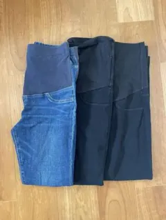 マタニティ ストレッチデニムパンツ（LEPSIM）レギンスパンツ（UNIQLO）