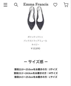 Emma Francis バックストラップ ミュール （ネイビー ツイード）Mのサムネイル