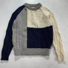 BEAMS BOY ニット ケーブル切替 ウール M相当（E321）