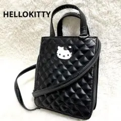 【未使用級✨】ハローキティ キルティング ショルダーバッグ 刺繍 ブラック 黒