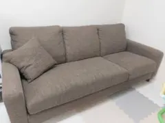 ブラウン 3人掛けソファ クッション付き　直接取りに来て頂けます方限定