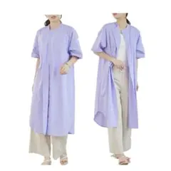 シャツワンピース レディース 立ち襟 前開き ワンピース ロングワンピース