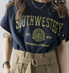 Bonjour Sagan　カレッジ刺繍ピグメントスウェットTシャツ