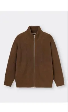 GU ドライバーズニット 長袖 SW ダブルジップ ブラウン L 値下げ