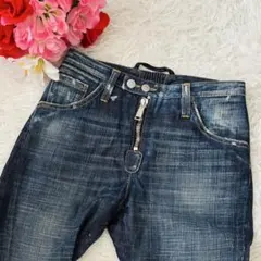 極美品✨ディースクエアード　デニム36 ロゴボタン　ダークネイビー