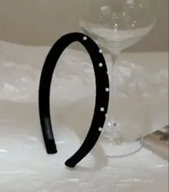 パール付き　ベロア　カチューシャ