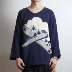 Kiriza maglia 飛行機柄長袖ニットセーター ネイビー/VW75のサムネイル