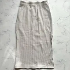 ナイキ　リブニットスカート　【M】　アイボリー　サイドスリット　ミディ丈　タイト