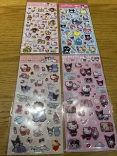 正規品　サンリオキャラクターズ　ラメ入り樹脂もりシール　4種セット　キティ