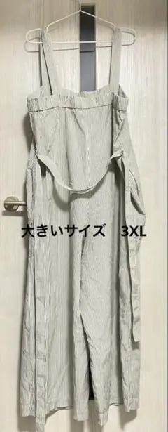 UNIQLO リネンブレンドサロペット/ストライプ　3XL