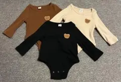 SHEIN シーン くま 黒 茶色 ベージュ ロンパース 長袖