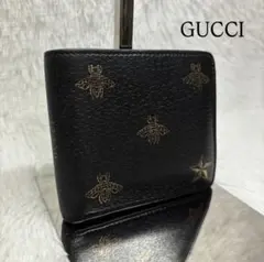✨美品✨ グッチ 二つ折り財布 蜂 ビー アニマリエ スター 星 レザー 黒