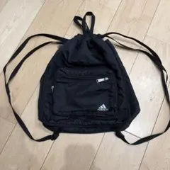 adidas ナップサック　ナイロン　マチつき　アディダス　黒　キッズ