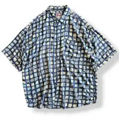 美品 Vintage 半袖 レーヨンシャツ 幾何学 総柄 ヴィンテージ アロハ