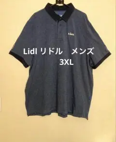 Lidl リドル 半袖　ポロシャツ ロゴ刺繍 ブルー系 メンズ　3XL