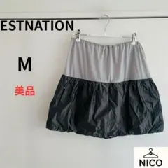 美品　ESTNATION パンプキンバルーン　バンディングミニスカート　M 配色のサムネイル