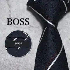 【極美品】HUGO BOSS ネイビー ストライプ ネクタイ