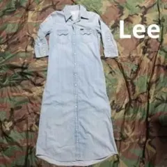 人気 定番 Lee ７分袖 デニムシャツワンピース ロング