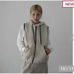 【匿名配送】hidekaさんしまむらコラボ＊ボアフーディベストMライトグレー新品