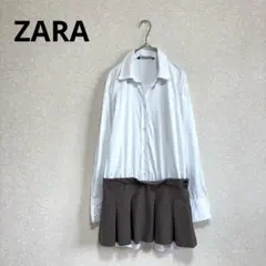 ZARA ザラ コントラストシャツワンピース チュニック S