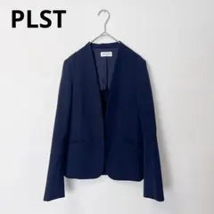 PLST　ノーカラージャケット　レディース　XS　ネイビー　スーツ　カラーレスのサムネイル