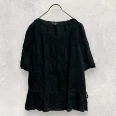 7-IDconcept ブラウス M ブラック 半袖 フレア シンプル 上品のサムネイル