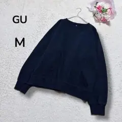 【GUジーユー】メンズ　ヘビーウェイト裏起毛スウェットプルオーバー　黒　無地　M