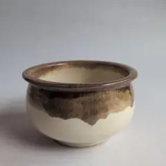 【時代物】茶道具 建水 陶器 掛分 釉薬 胴張 玉縁 抹茶 茶道 こぼし