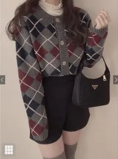 GRL アーガイル柄ニットカーディガン［cu396］