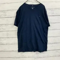 トミーヒルフィガー Vネック Tシャツ ワンポイントロゴ ネイビー 紺 XL