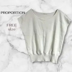 プロポーションボディドレッシングホワイト Vネック ノースリーブニット