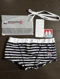 linkworks ボクサー水着 150 ネイビー/ホワイトストライプ