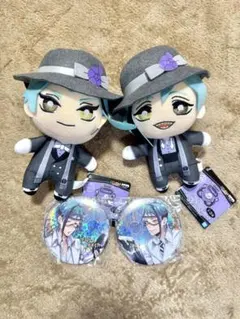 ツイステ限定品フロイド、ジェイドぬい＆缶バッジセット