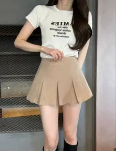 GRLインパン裏地付きボックスプリーツミニスカート