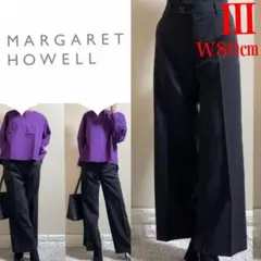 マーガレットハウエル　センタープレス　ワイドストレートパンツ　Ⅲ 黒　XL