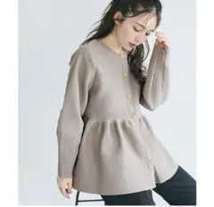 COCA フレアニットカーディガン　sグレージュ