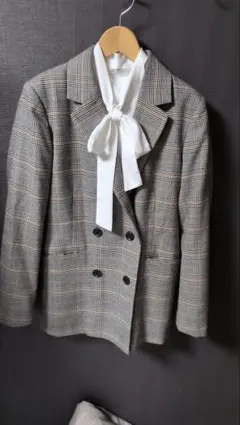 チェック柄ダブルブレストジャケット