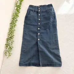 デニムタイトスカート ボタンフロント