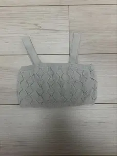 プティマイン グレー 透かし編み タンクトップ 80cm