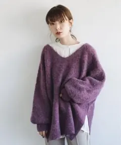 Kastane メランジVあきニットプルオーバー