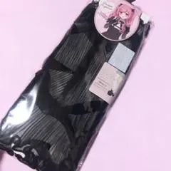 イモちゃん リボンとフリルガーター付きプリーツレース レッグカバー 黒のサムネイル
