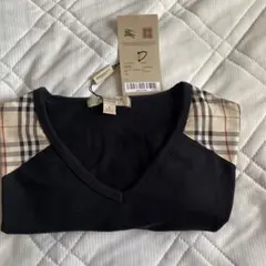 BURBERRY ブラック Vネック Tシャツ L