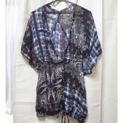 ★未着用★ポンチョ・ベスト型レイヤードチュニック パープル系